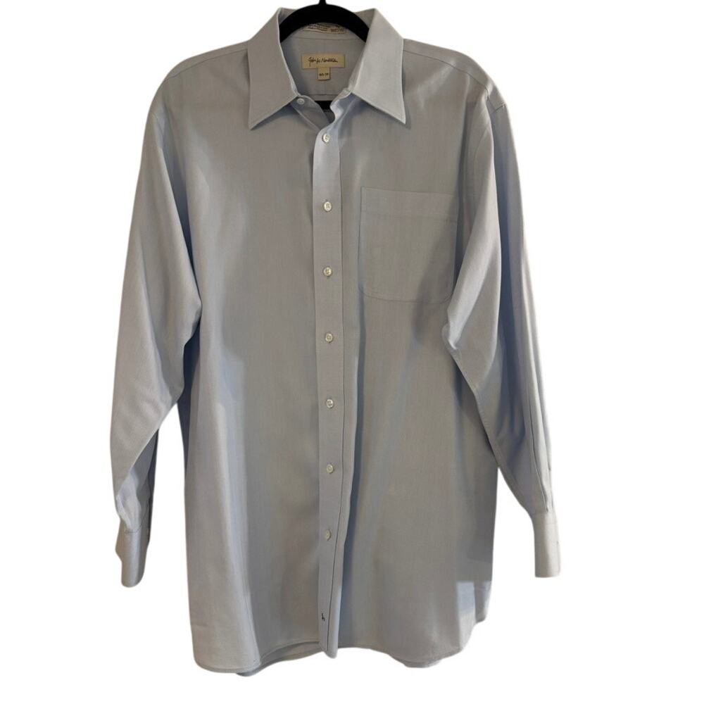 John W Nordstrom Blue Dress Shirt 16.5 34 Egyptian Cotton Wrinkle Free